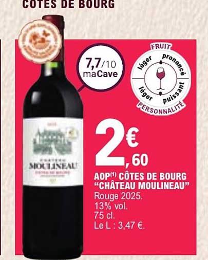 AOP(1) CÔTES DE BOURG “CHÂTEAU MOULINEAU”