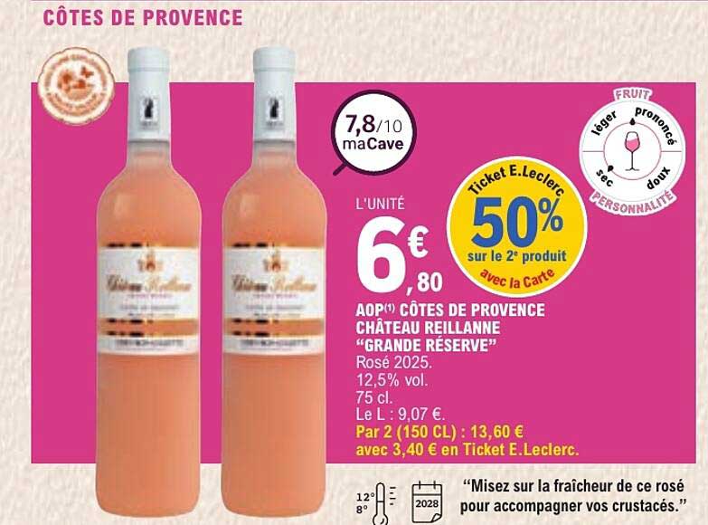 AOP(1) CÔTES DE PROVENCE CHÂTEAU REILLANNE “GRANDE RÉSERVE” Rosé 2025.