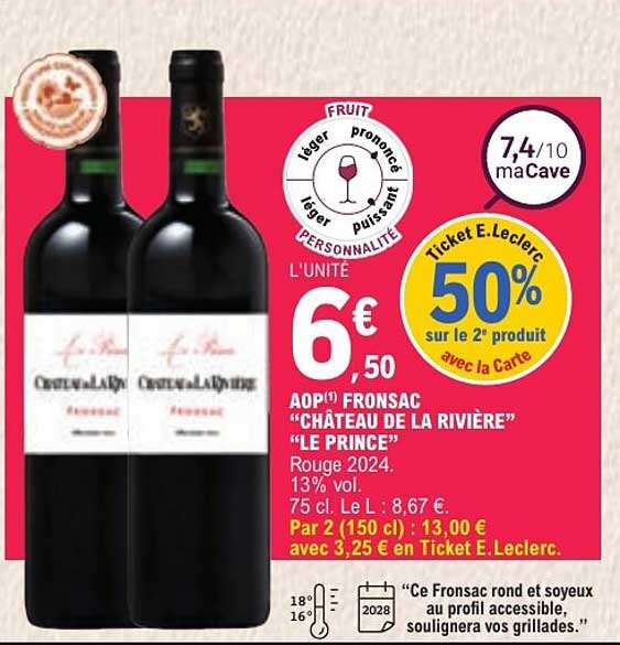 AOP(1) FRONSAC “CHÂTEAU DE LA RIVIÈRE” “LE PRINCE”