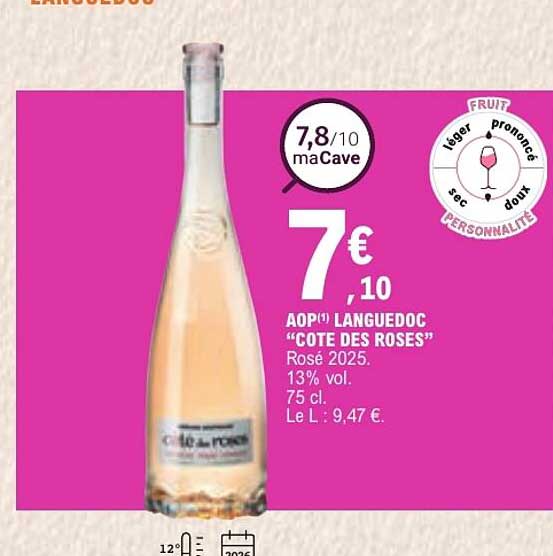 AOP(1) LANGUEDOC “COTE DES ROSES”