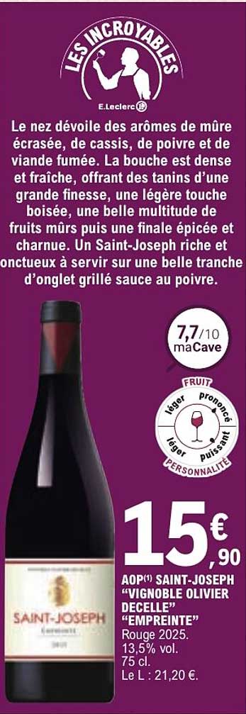 AOP(1) SAINT-JOSEPH “VIGNOBLE OLIVIER DECELLE” “EMPREINTE”