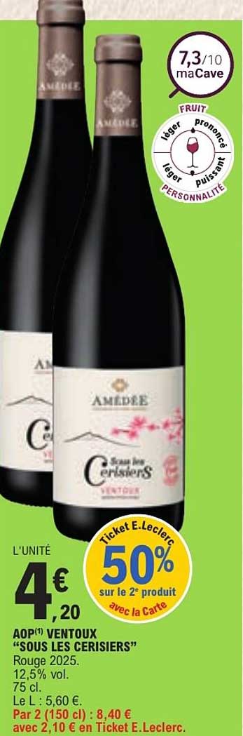 AOP(1) VENTOUX “SOUS LES CERISIERS” Rouge 2025. 12,5% vol. 75 cl.
