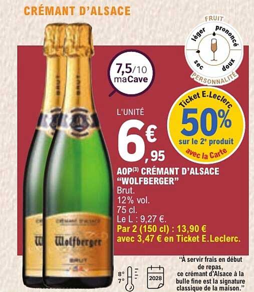 AOP(3) CRÉMANT D’ALSACE “WOLFBERGER” Brut.