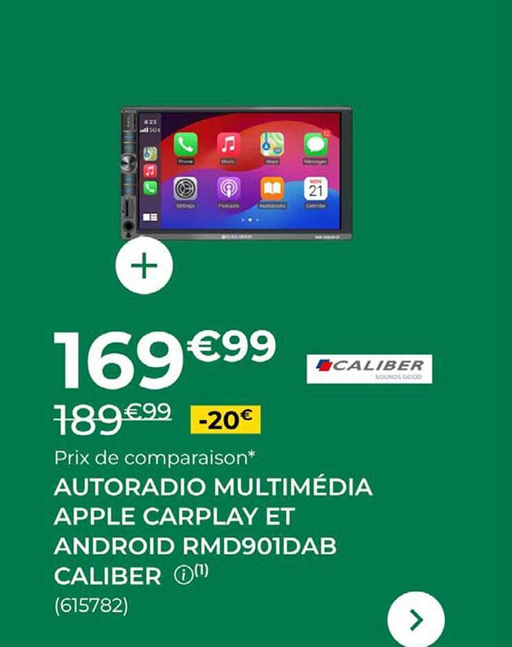AUTORADIO MULTIMÉDIA APPLE CARPLAY ET ANDROID RMD901DAB CALIBER