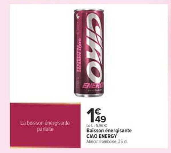Bisson énergisante CIAO ENERGY Abricot framboise, 25 cl