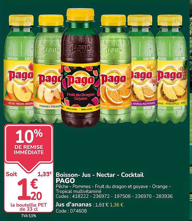 Boisson- Jus - Nectar - Cocktail PAGO