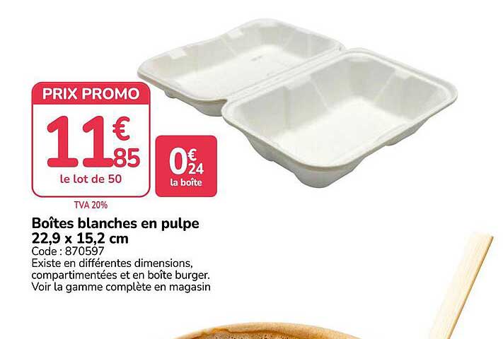 Boîtes blanches en pulpe 22,9 x 15,2 cm