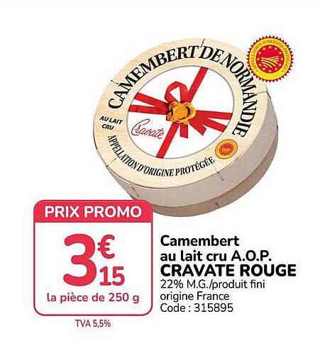 Camembert au lait cru A.O.P. CRAVATE ROUGE