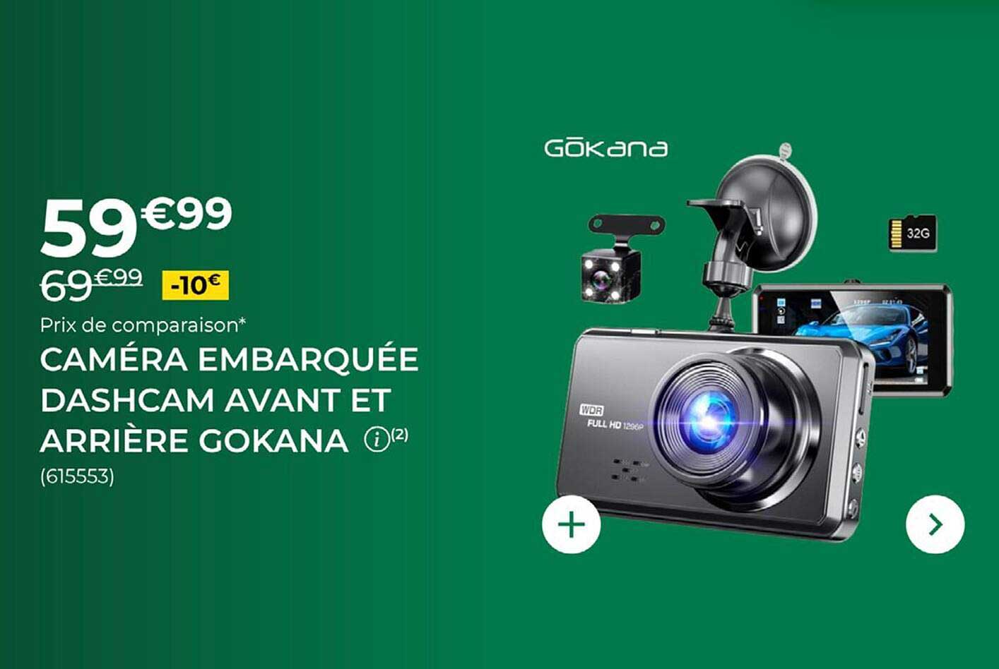 CAMÉRA EMBARQUÉE DASHCAM AVANT ET ARRIÈRE GOKANA