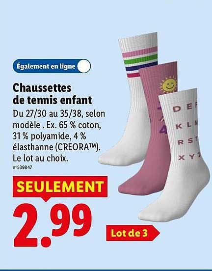 Chaussettes de tennis enfant