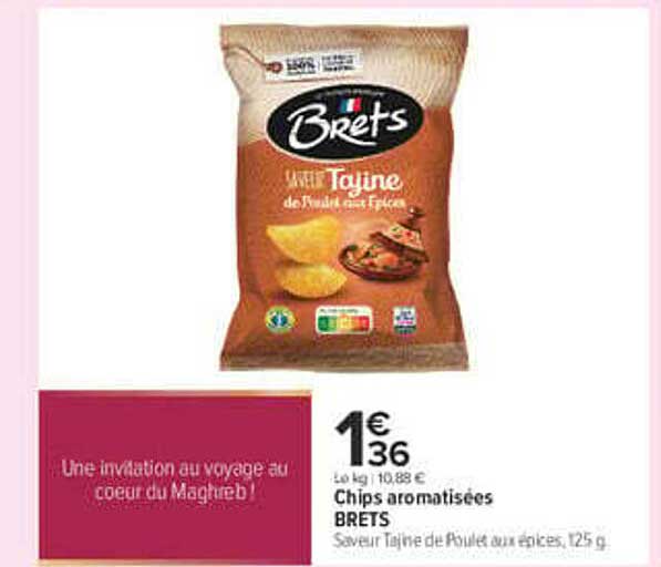 Chips aromatisées BRET’S Saveur Tajine de Poulet aux épices, 125 g