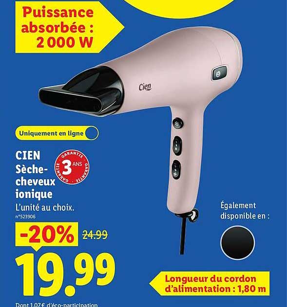 CIEN Sèche-cheveux ionique