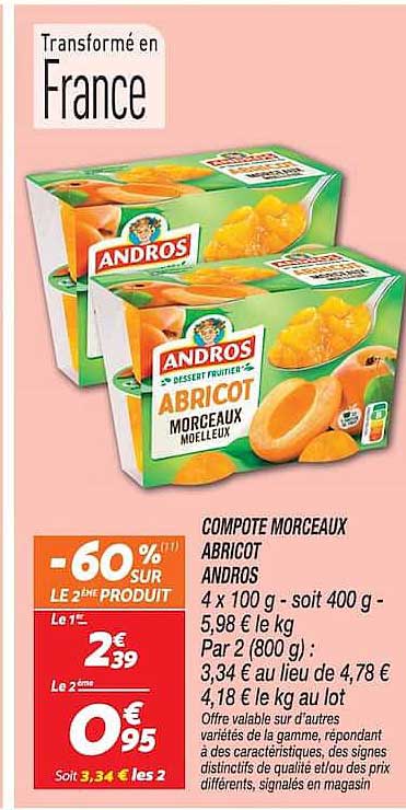 COMPOTE MORCEAUX ABRICOT ANDROS