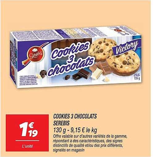 COOKIES 3 CHOCOLATS SEREBIS 130 g