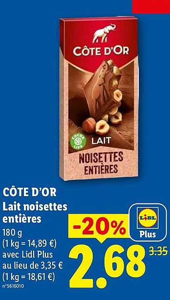 CÔTE D’OR Lait noisettes entières