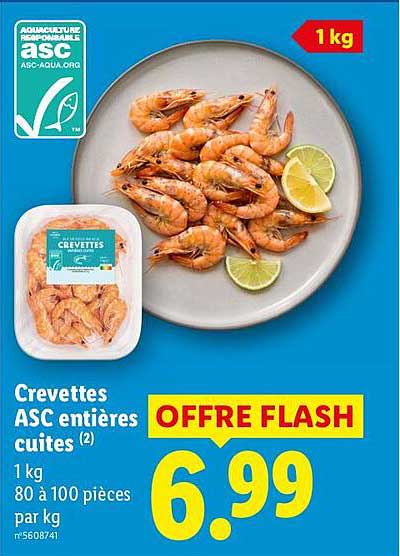 Crevettes ASC entières cuites