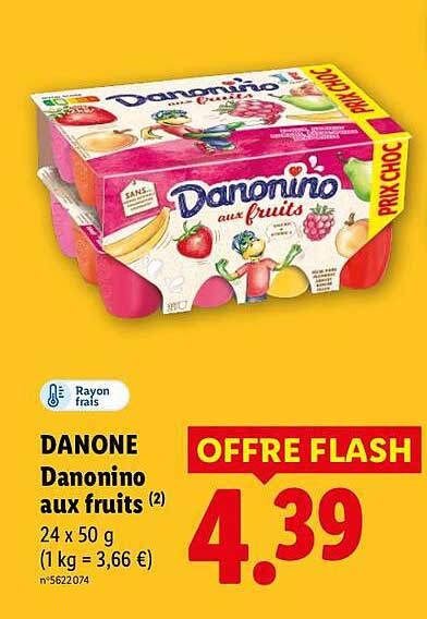 DANONE Danonino aux fruits (2) 24 x 50 g (1 kg = 3,66 €)