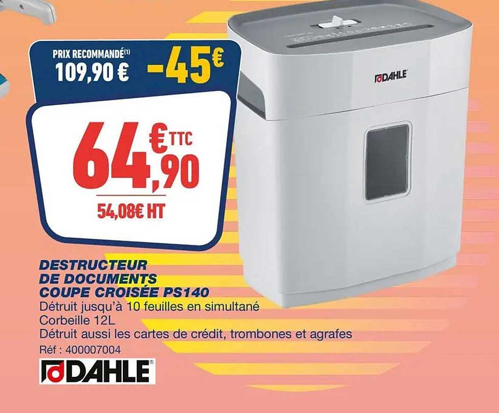 DESTRUCTEUR DE DOCUMENTS COUPE CROISÉE PS140