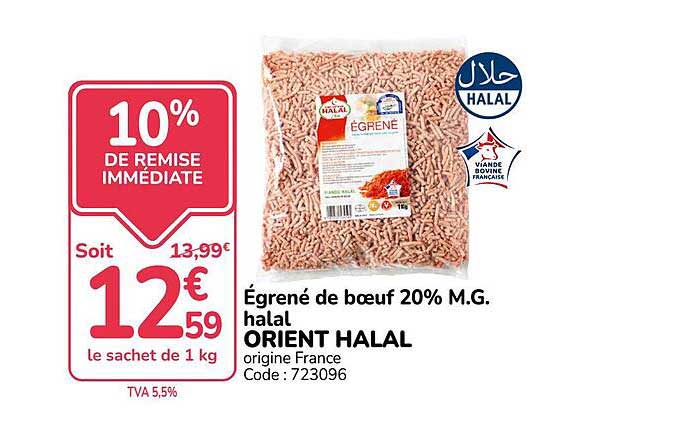 Égrené de boeuf 20% M.G. halal ORIENT HALAL