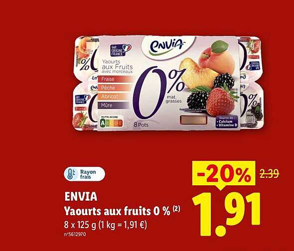 ENVIA Yaourts aux fruits 0 %