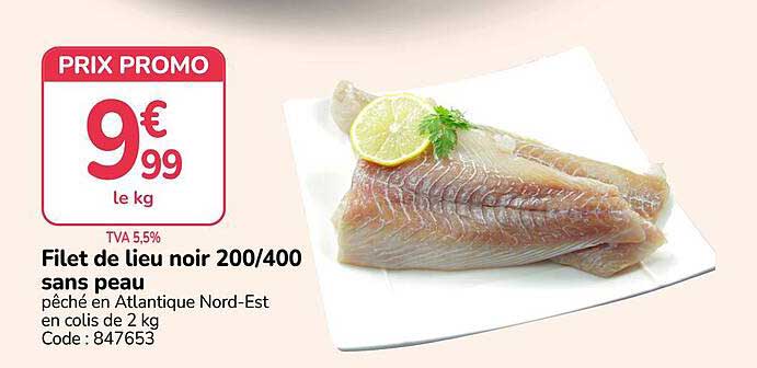 Filet de lieu noir 200/400 sans peau