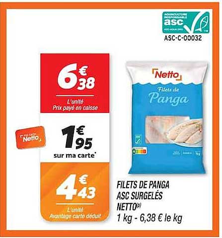 FILETS DE PANGA ASC SURGELÉS NETTO