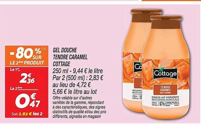 GEL DOUCHE TENDRE CARAMEL COTTAGE