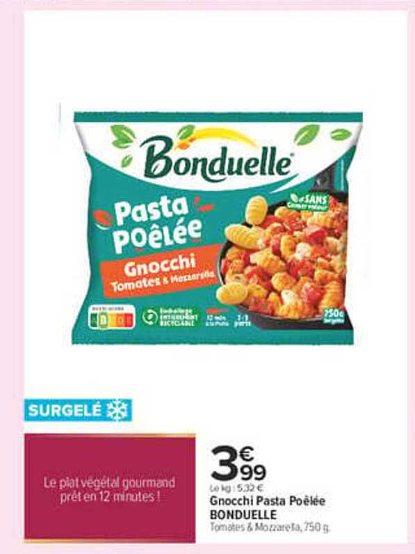 Gnocchi Pasta Poêlée BONDUELLE Tomates & Mozzarella, 750 g