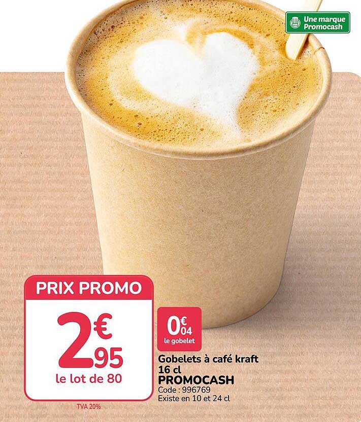Gobelets à café kraft 16 cl PROMOCASH