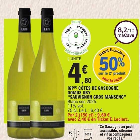 IGP CÔTES DE GASCOGNE DOMUS UBY “SAUVIGNON GROS MANSENG”