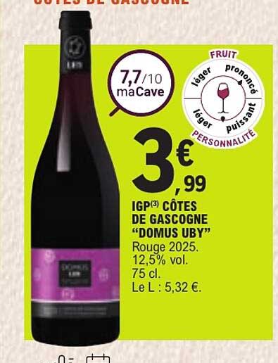 IGP(3) CÔTES DE GASCOGNE "DOMUS UBY" Rouge 2025.