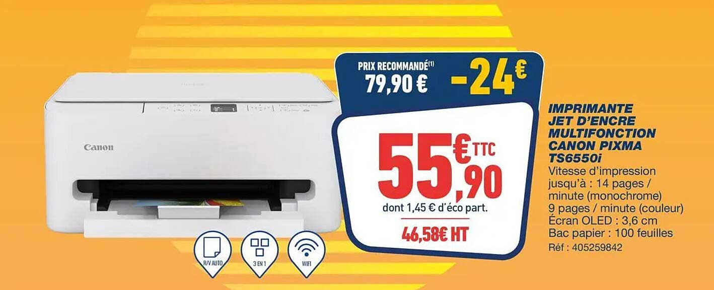 IMPRIMANTE JET D'ENCRE MULTIFONCTION CANON PIXMA TS6550i