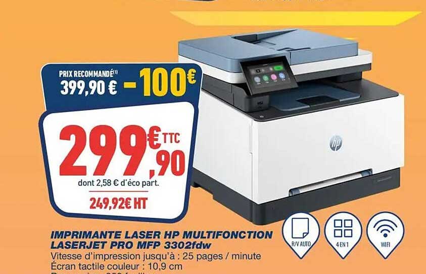 IMPRIMANTE LASER HP MULTIFONCTION LASERJET PRO MFP 3302fdw