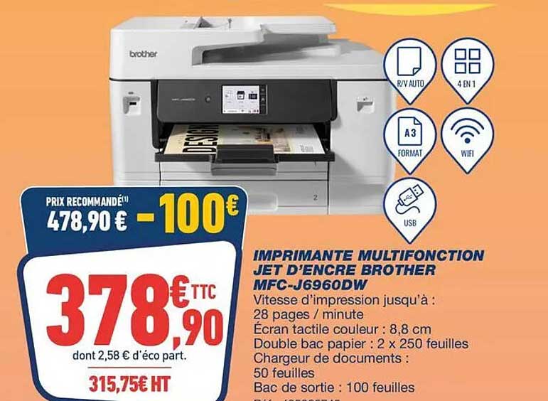 IMPRIMANTE MULTIFONCTION JET D’ENCRE BROTHER MFC-J6960DW