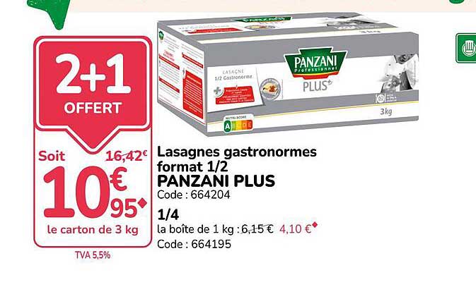 Lasagnes gastronomes format 1/2 PANZANI PLUS