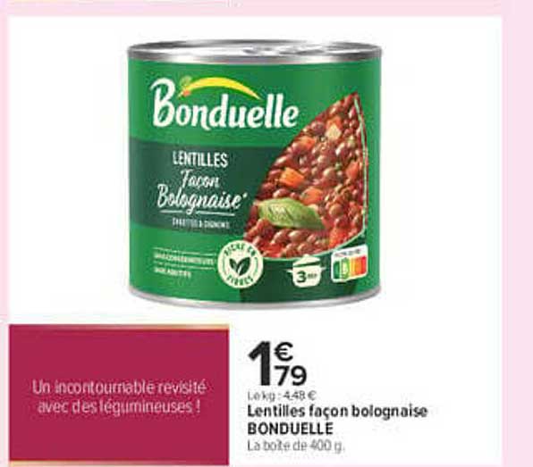 Lentilles façon bolognaise BONDUELLE