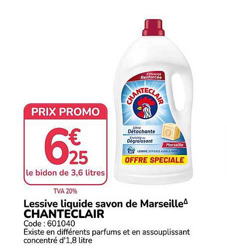 Lessive liquide savon de Marseille CHANTECLAIR