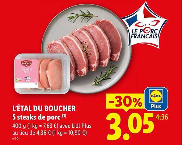 L’ÉTAL DU BOUCHER 5 steaks de porc (1)