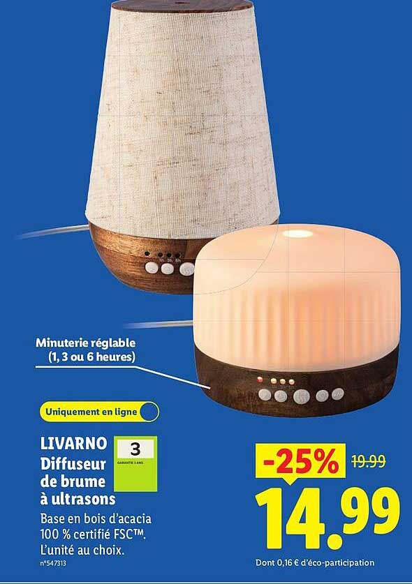 LIVARNO Diffuseur de brume à ultrasons