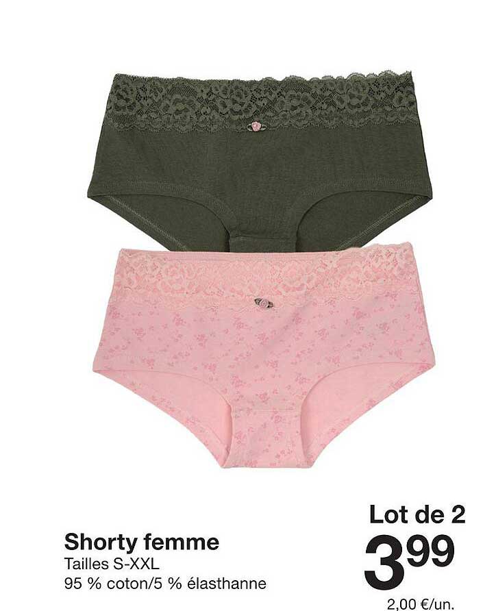 Lot de 2 Shorty femme