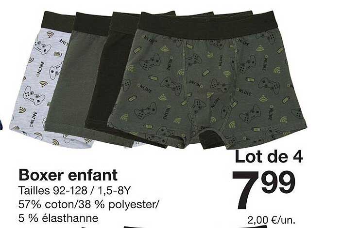 Lot de 4 Boxer enfant