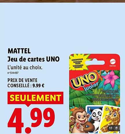 MATTEL Jeu de cartes UNO L’unité au choix.