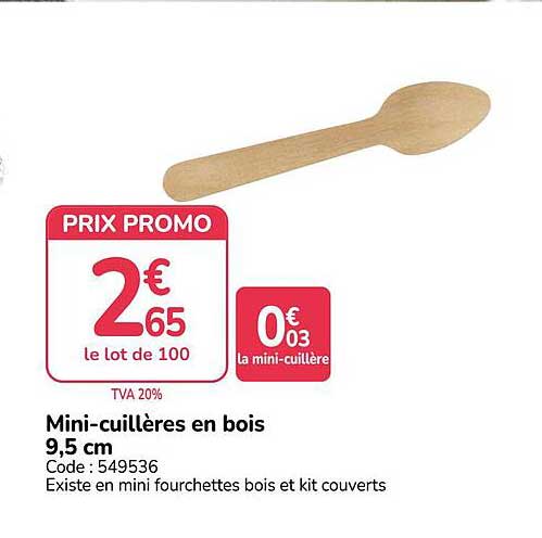 Mini-cuillères en bois 9,5 cm