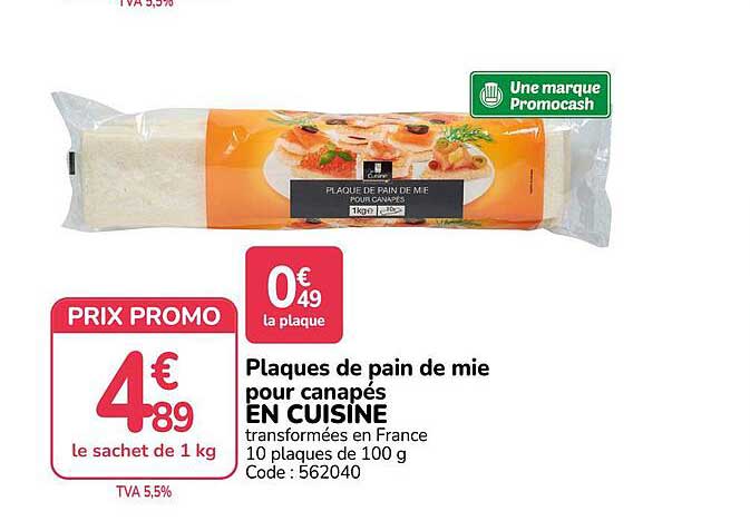 Plaques de pain de mie pour canapés EN CUISINE