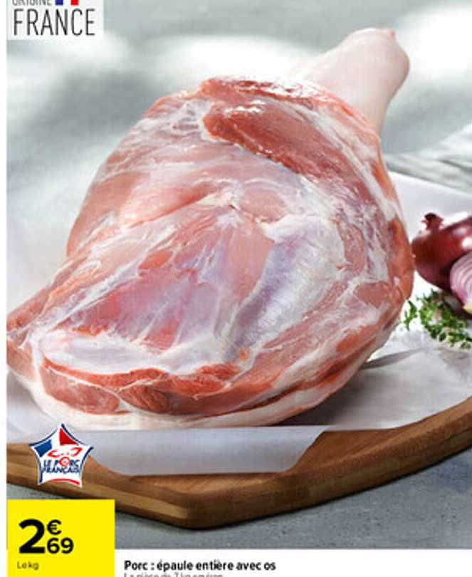 Porc : épaule entière avec os