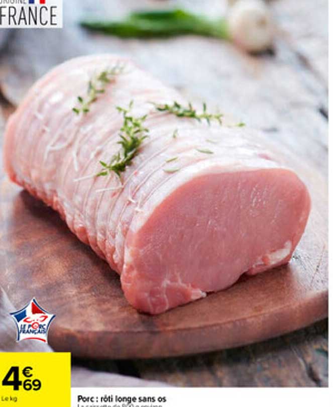 Porc : rôti longe sans os