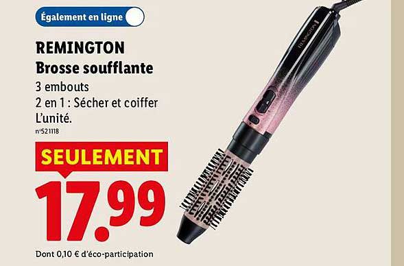 REMINGTON Brosse soufflante 3 embouts 2 en 1 : Sécher et coiffer L’unité.