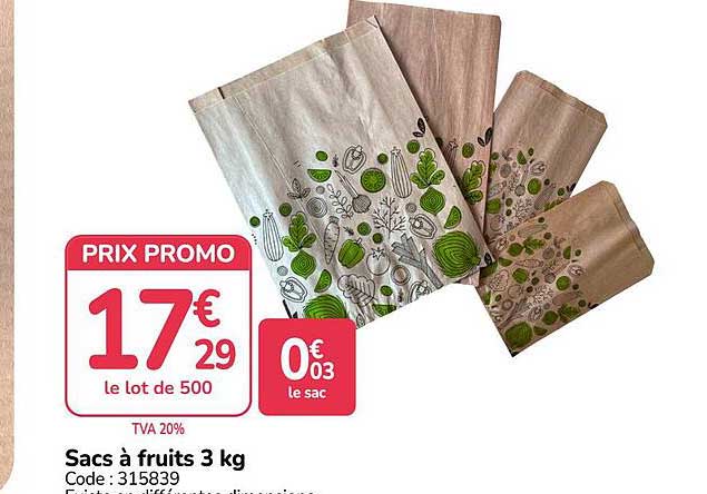 Sacs à fruits 3 kg