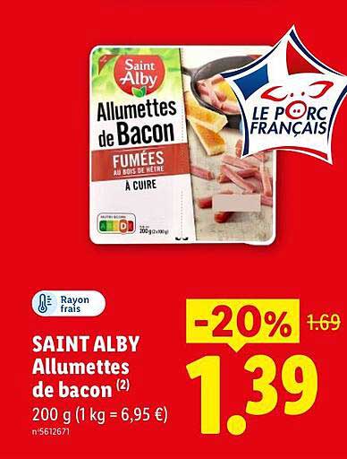 SAINT ALBY Allumettes de bacon (2) 200 g (1 kg = 6,95 €) n°5612671