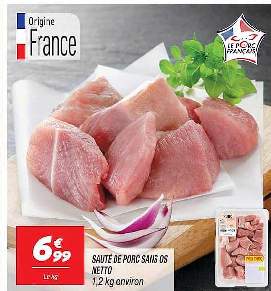SAUTÉ DE PORC SANS OS NETTO 1,2 kg environ